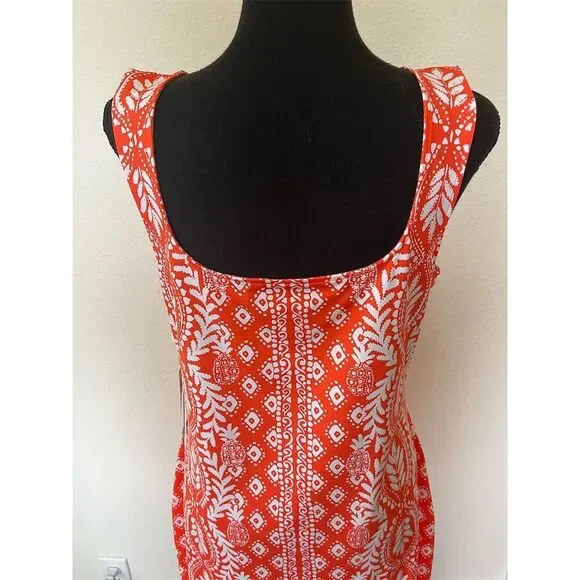 Lilly Pulitzer Women's Orange & White Sleeveless Shift Dress Casual/cover up - Picture 4 of 7